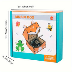 Wooden Animal Handheld Music Box Toy with 6 Characters