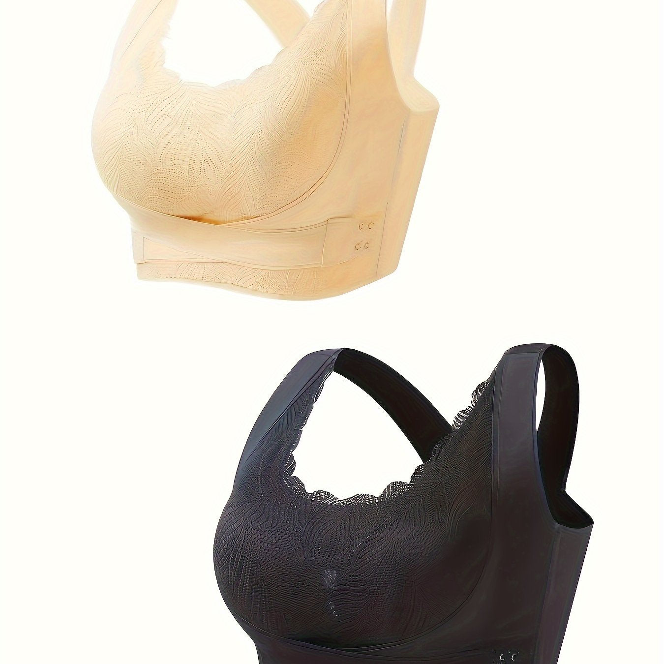 2 Pcs Lace Wireless Bra Criss Cross Back