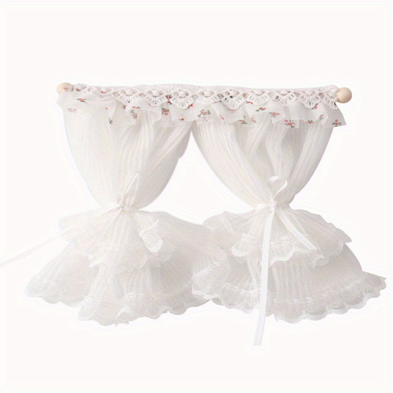 Charming 1:12 Dollhouse Curtains Floral Lace Detailing Ideal Home Decor Gift