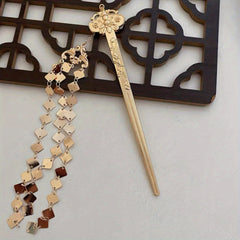 Alloy Golden Hairpin Tassel Hair Stick Ponytail Holder Hair Accessories