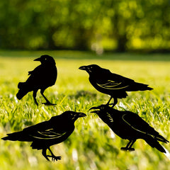 Crow Silhouette Metal Birds Garden Statues Decorative Garden Stakes
