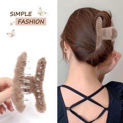 4pcs Plush Hair Claw Clips Strong Hold Hair Barrettes Non Slip Hair Accessories