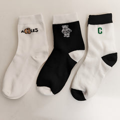 5 Pairs Cartoon & Letter Print Socks Mid Tube Women's Stockings