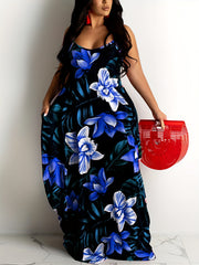  Tropical Print Maxi Cami Dress
