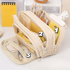 Large Capacity Pencil Case for Students and Makeup Storage