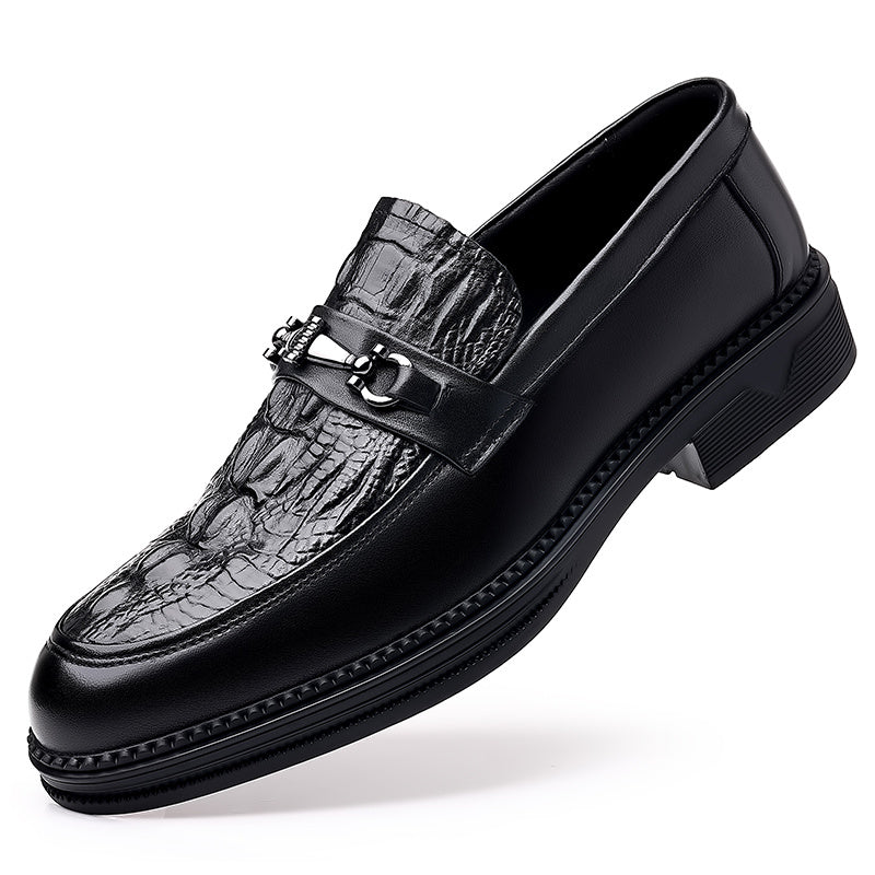 Crocodile Embossed Pointed Top Formal Dress Shoes for Wedding Business