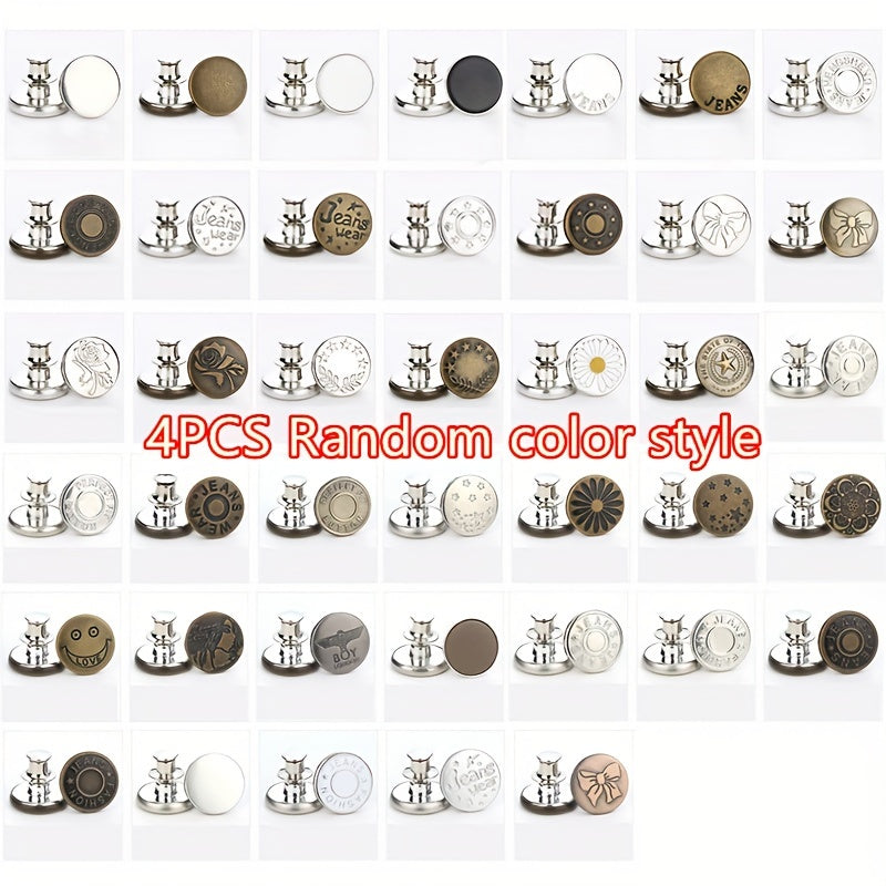 4pcs Metal Button Extender For Jeans Sewing Adjustable Waist Extend