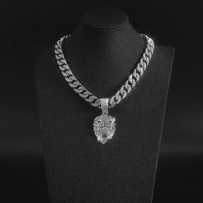 Lion Head Pendant Cuban Chain Necklace