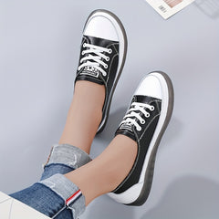 Women's Lace Up Flat Shoes Low Top Walking Sneakers