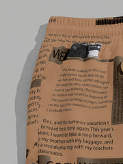 Newspaper Print Drawstring Sweatpants for Men