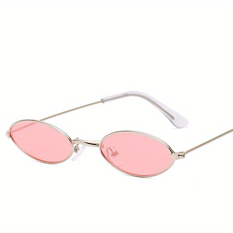 Metal Oval Frame Sunglasses Vintage Tinted Lens Glasses UV400