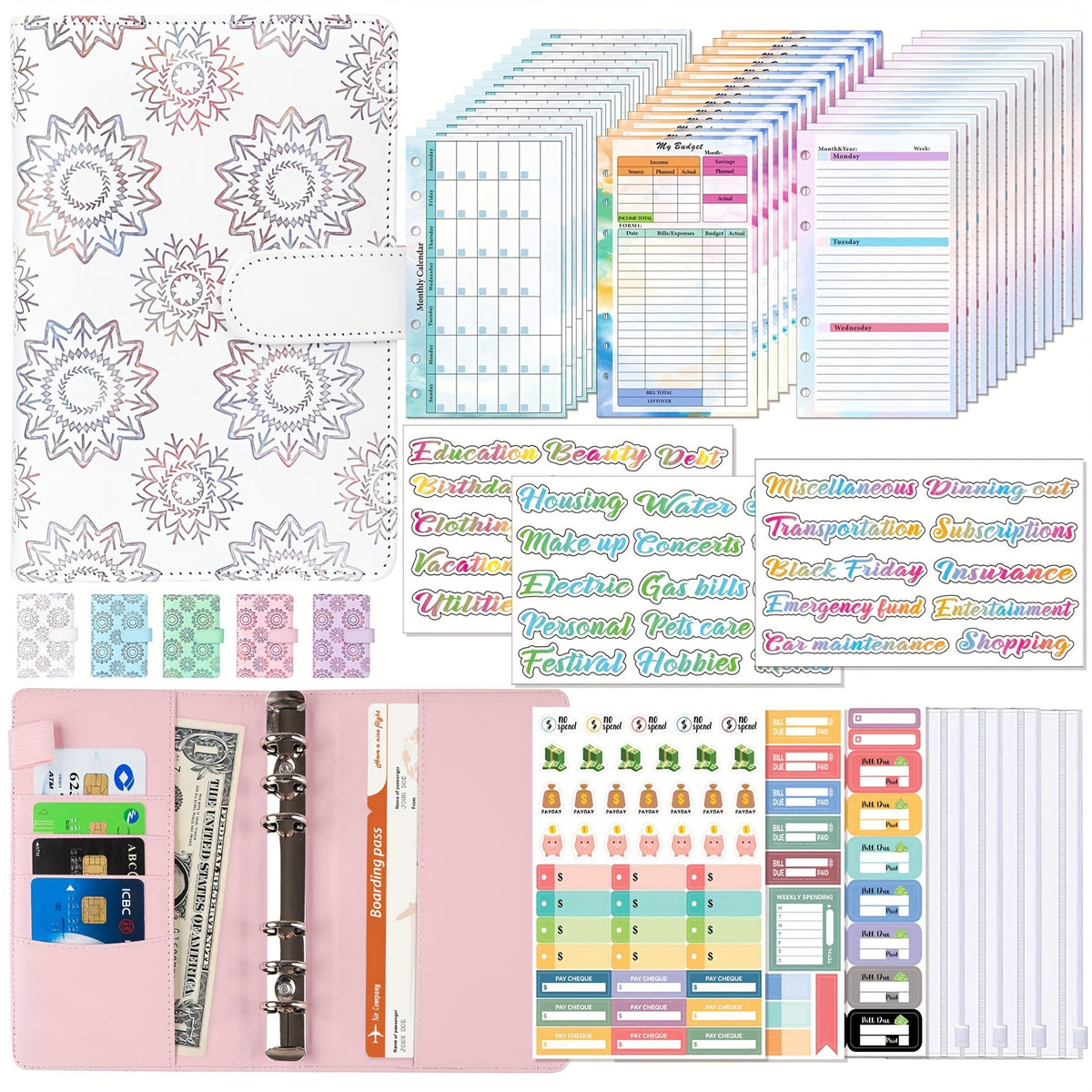 82pcs A6 Budget Binder Budget Book Week Month Planner Loose leaf Notepad