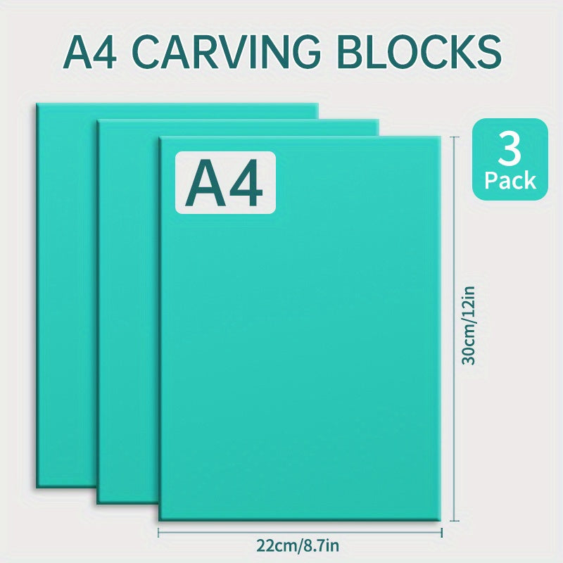 3 Pack Marei's Soft Linoleum Carving Block Linocut Block For Printmaking
