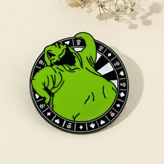Green Monster Metal Brooch Men's Christmas Eerie Smile