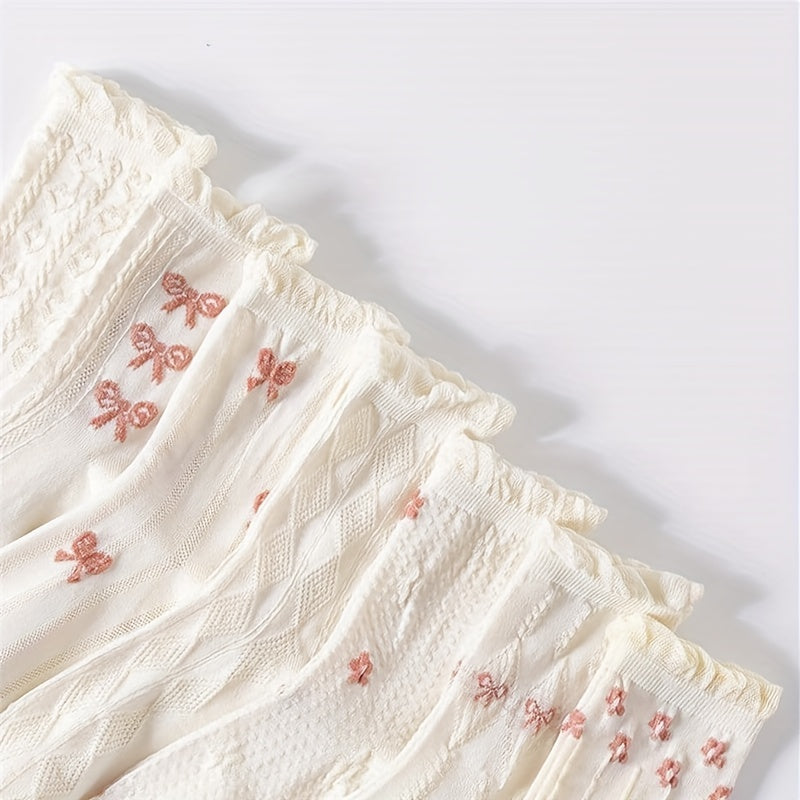5 Pairs Bow Ruffle Socks Sweet & Mid Tube Socks Women's Stockings
