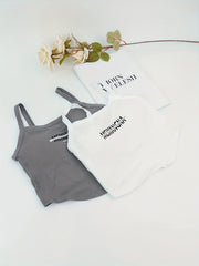 2pcs Letter Print Cami Tops Slim Fit Women's Lingerie