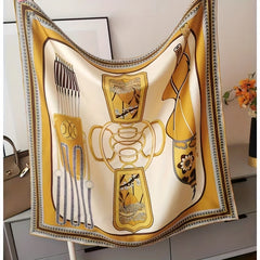 Geometric Print Bandana Square Scarf Silk Shawl Head Wrap Turban