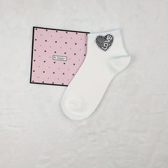 Heart Rhinestone Socks - Women's Crew Short Socks