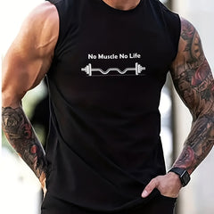 Men's Motto Print Tank Top for Outdoor Sports