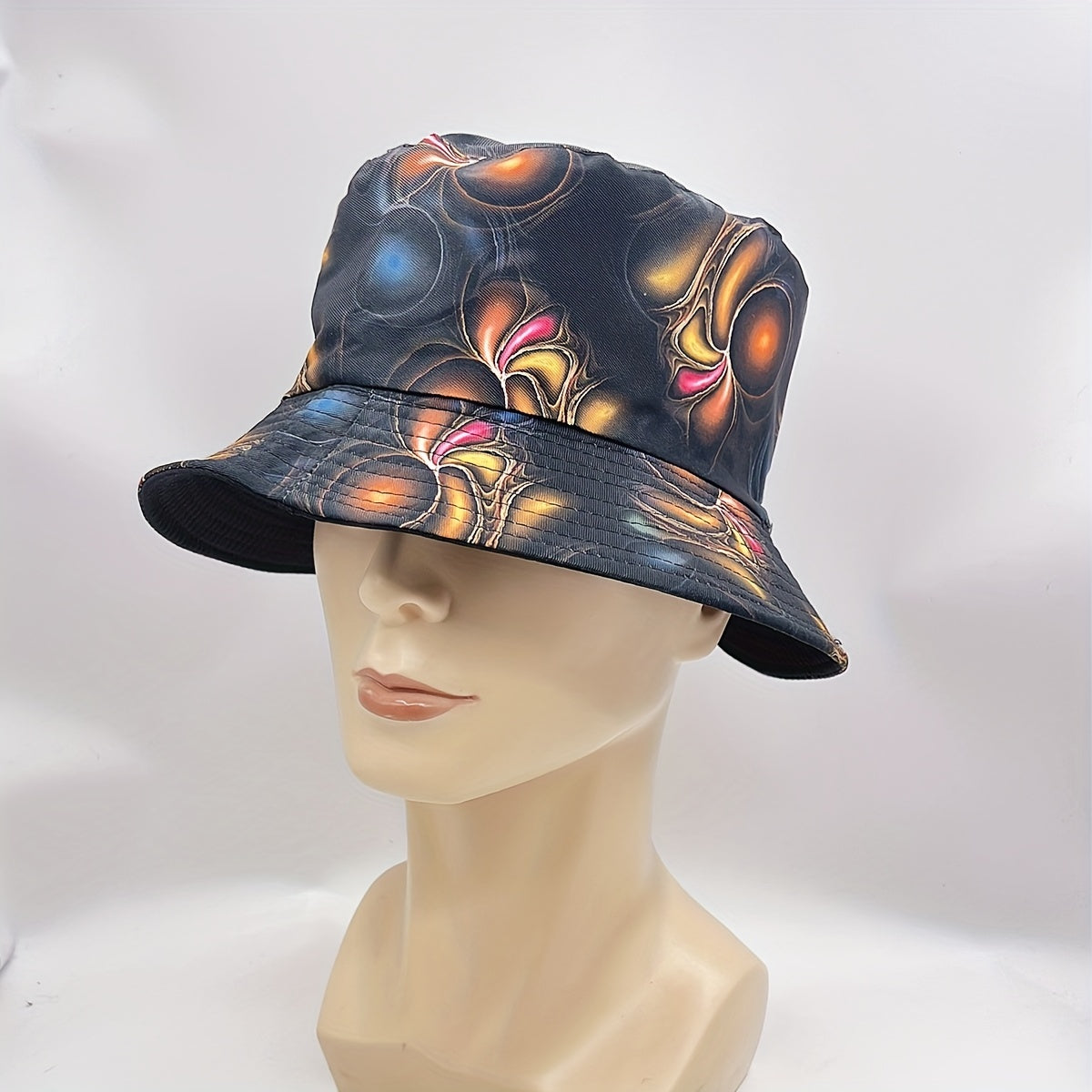 Geometric Tie Dye Print Bucket Hat Reversible Basin Hat