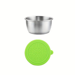 304 Stainless Steel Sauce Cup Mini Silicone Lid 50ML Leakproof Seasoning Dish