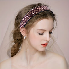 Vintage Square Rhinestone Headband Wide Hair Hoop