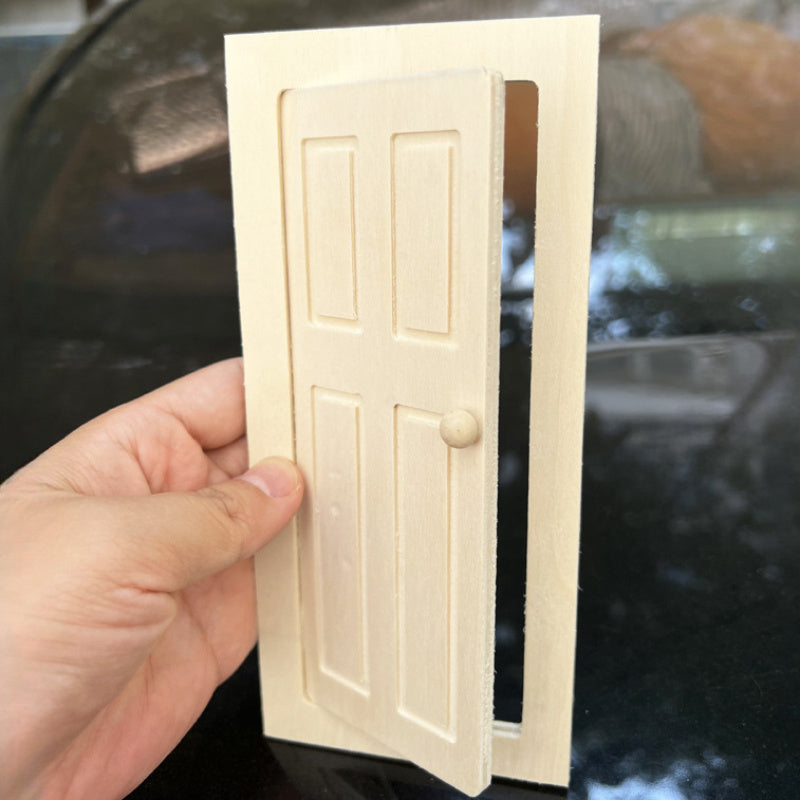Realistic Beige Dollhouse Door with Mechanism for Scene Building