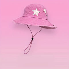 Star Patch Cowboy Bucket Hat Vintage Washed Distressed Boonie Hats