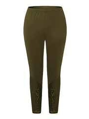 Floral Jacquard Lace High Rise Skinny Pants Plus Size