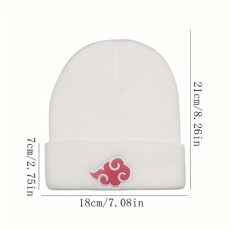 Red Cloud Embroidery Woolen Pullover Hat