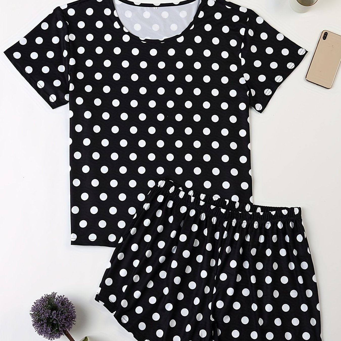  Polka Dot Tee & Shorts Pajama Set
