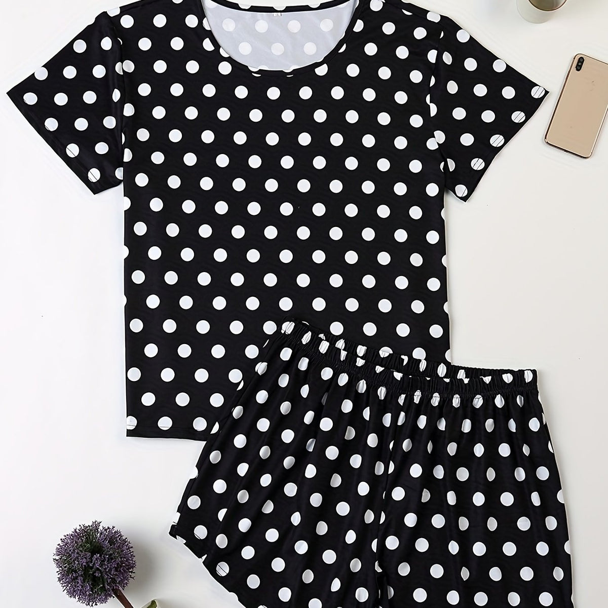  Polka Dot Tee & Shorts Pajama Set