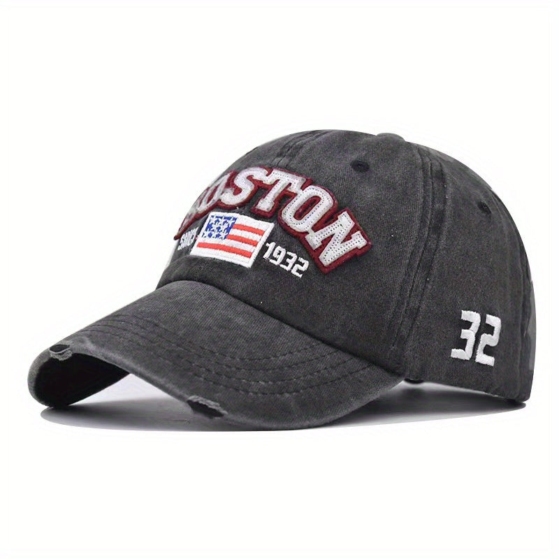 USA Flag Embroidered Baseball Cap Vintage Peaked Sun Hat