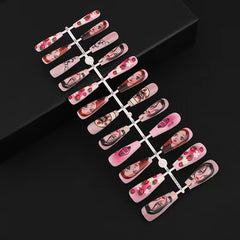 24 pcs Glossy Coffin Press On Nails Acrylic False Nails Long for Women and Girls