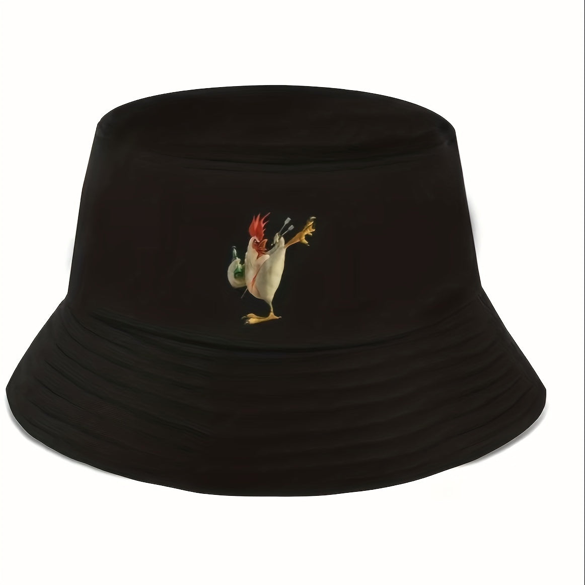 Cartoon Rooster Embroidered Sunscreen Bucket Cap