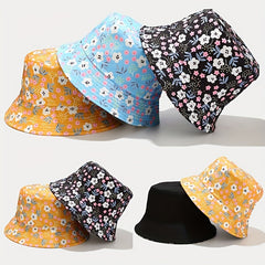Floral Print Reversible Bucket Hat Lightweight Fisherman Cap