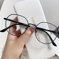 Clear Lens Eyeglasses Round Frame Thin Metal Temple Minimalist Eyewear