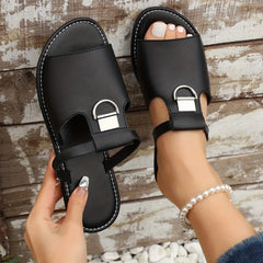 Women's Flat Slide Sandals Open Toe Non Slip Outdoor Beach Slides