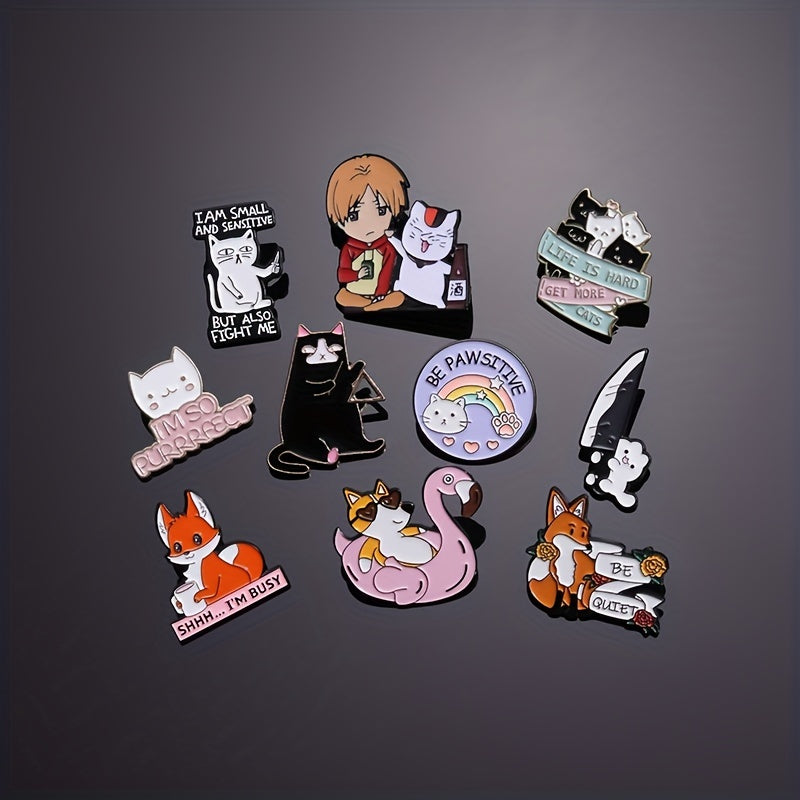 10pcs Random Cartoon Animal Brooch For Men Clothes Bag Accessory Gift