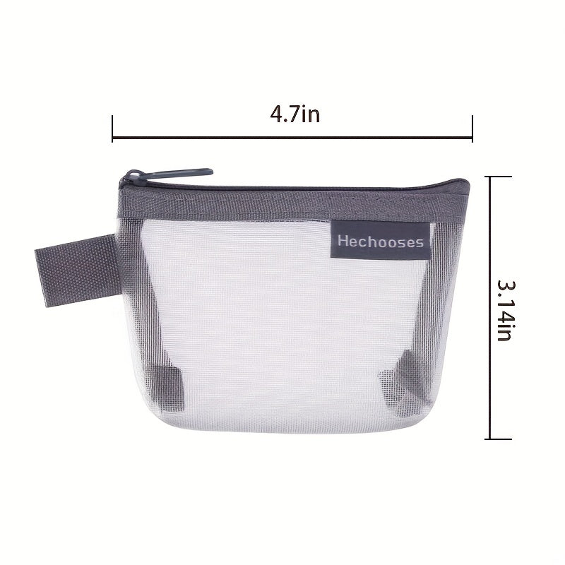 Mesh Mini Storage Pouch Zipper Coin Purse Organizer