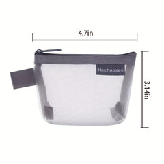 Mesh Mini Storage Pouch Zipper Coin Purse Organizer