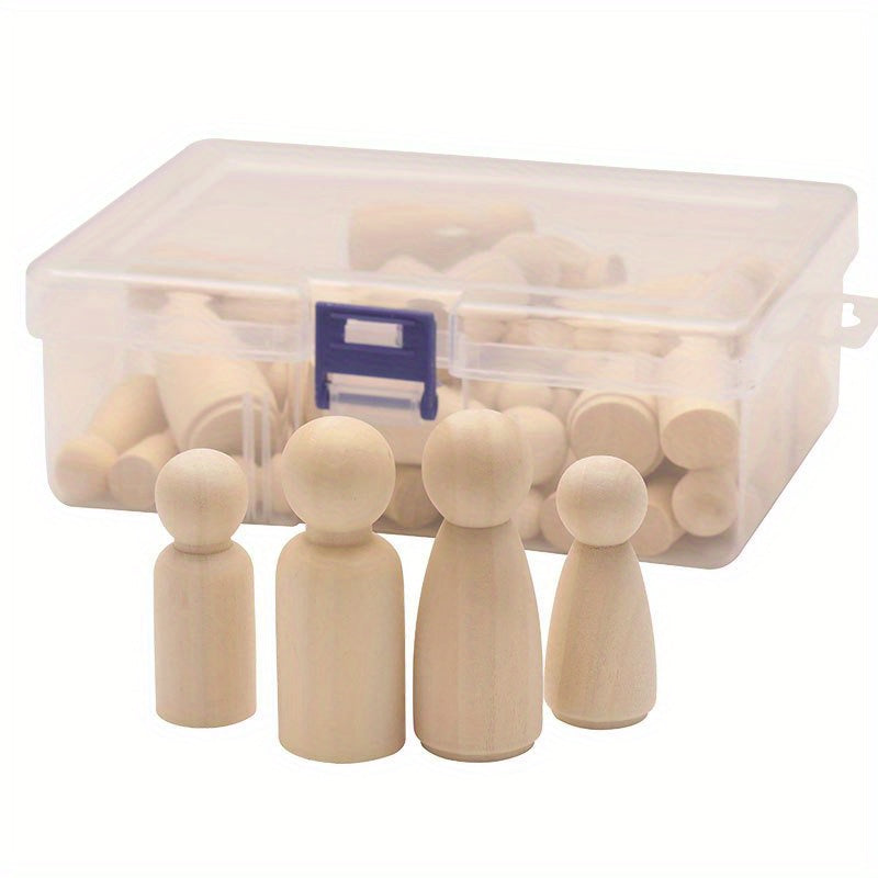 50pcs Wooden Peg Dolls DIY Art Craft Painting Peg Game Home Decor