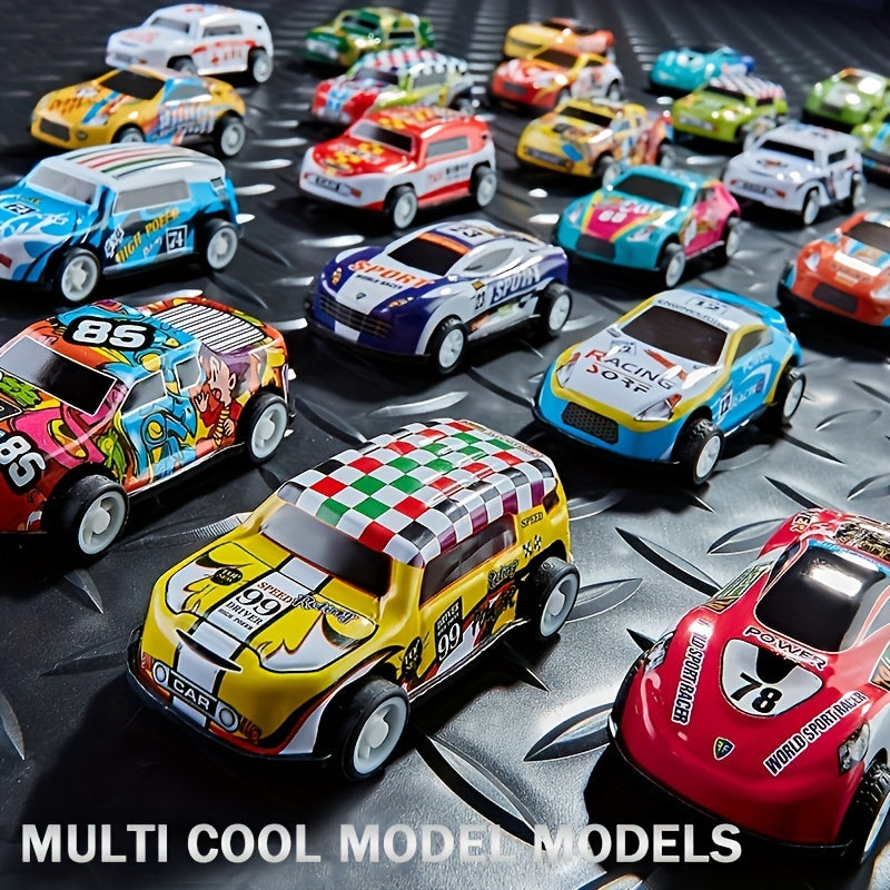 50 Pull Back Toy Cars with Storage Box - Christmas Halloween Thanksgiving Random