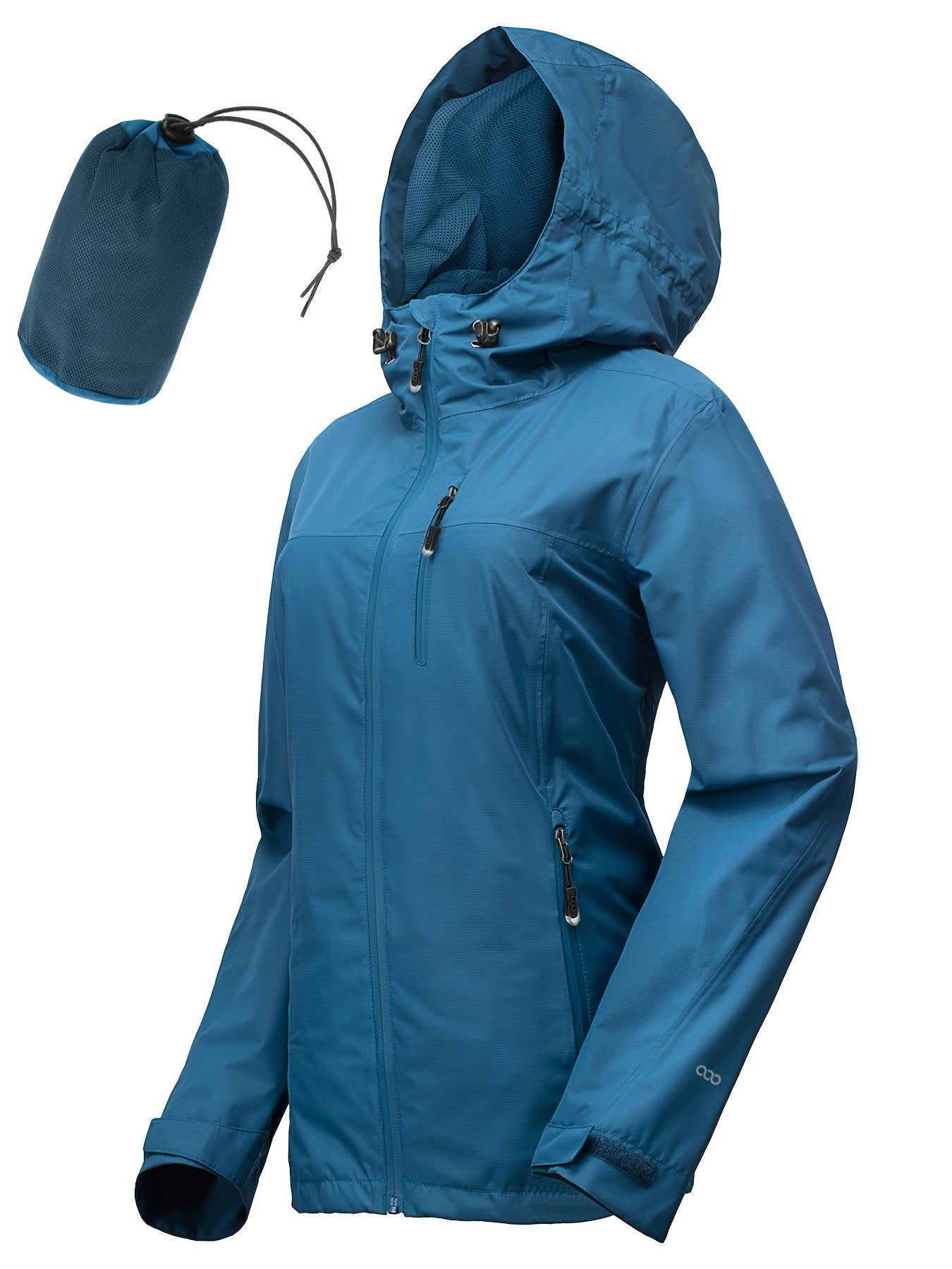 Women's Packable Rain Jacket Lightweight Waterproof Hood Ideal For Cycling