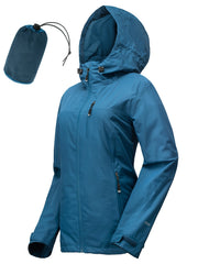 Women's Packable Rain Jacket Lightweight Waterproof Hood Ideal For Cycling