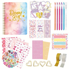 91pcs Girls' DIY Journal Kit Pink Glitter Cover Writing Set