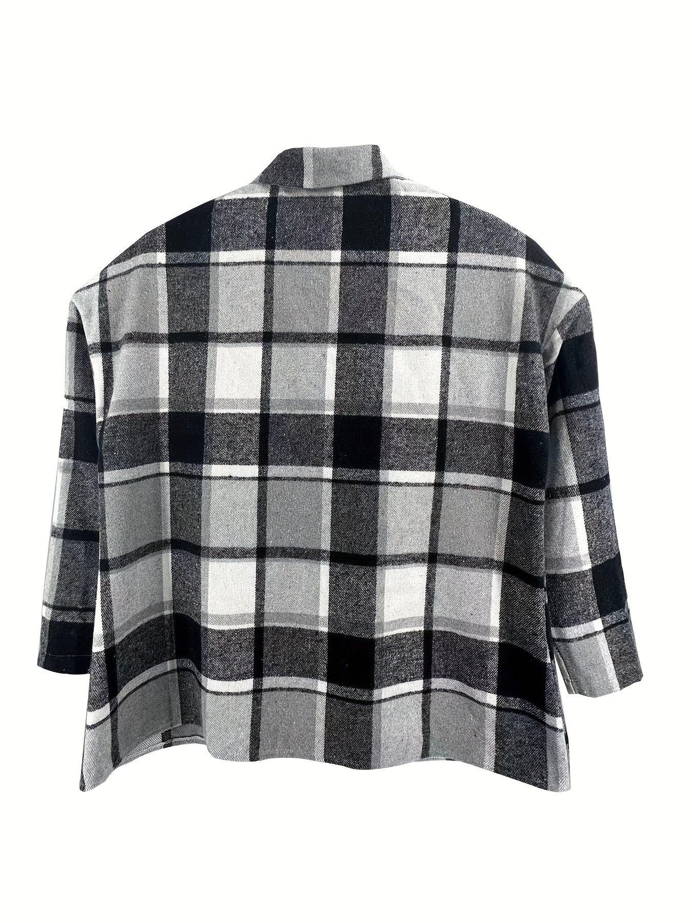  Plaid Print Long Sleeve Button Up Blouse