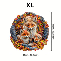 Fox Family Wooden Jigsaw Puzzles Cardboard Boxes Shaped Jigsaw Toys