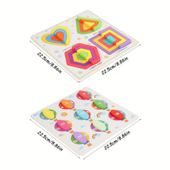 Wooden Geometric Shape Building Block Puzzle Game