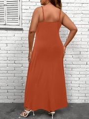 Solid V Neck Maxi Cami Dress